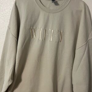 WIFEY off white sweatshirt for bridal shower bachelorette honeymoon -NWOT